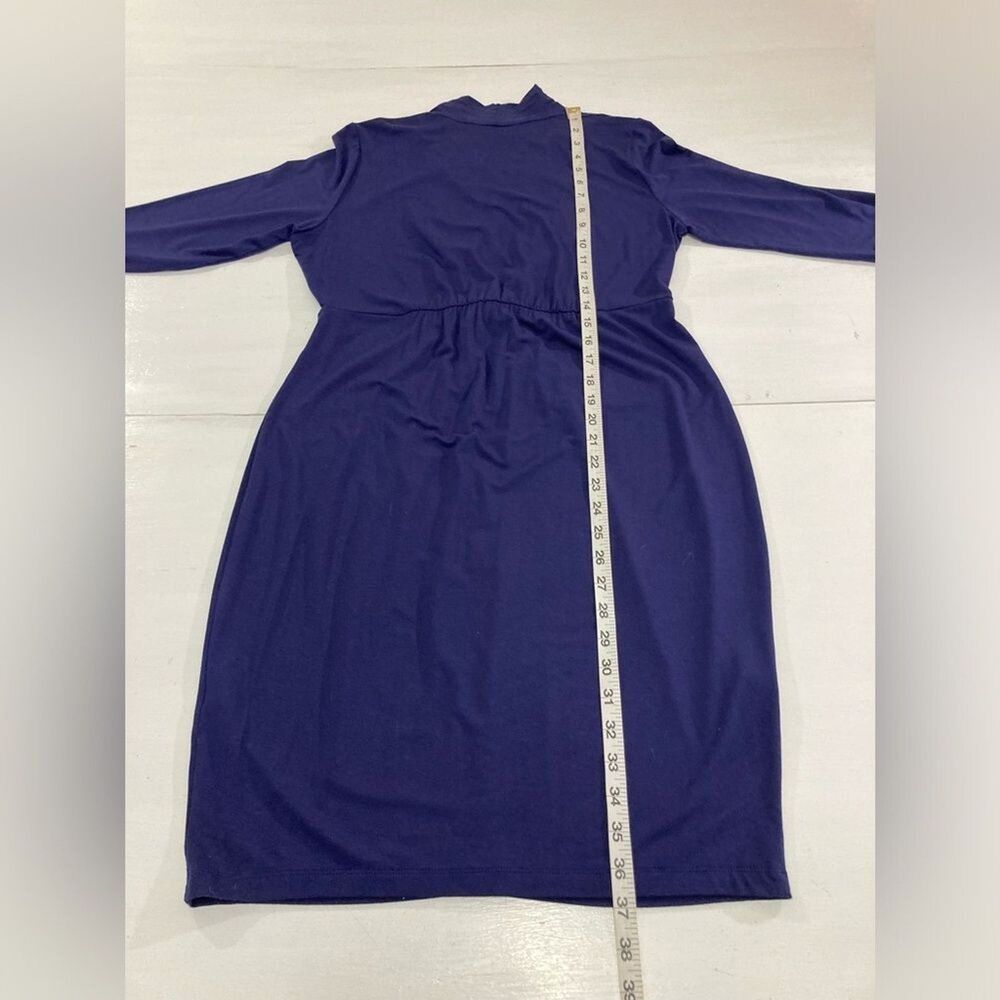 Tori Richard Honolulu Dress Womens M Blue Twist Front Jersey Knit Preppy - Picture 8 of 8